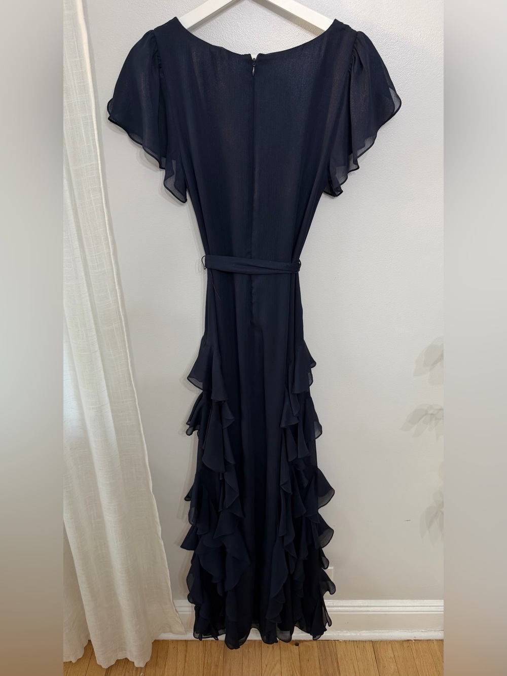 Lauren Ralph Lauren Ruffle Trim Metallic Chiffon Gown - Picture 4 of 8